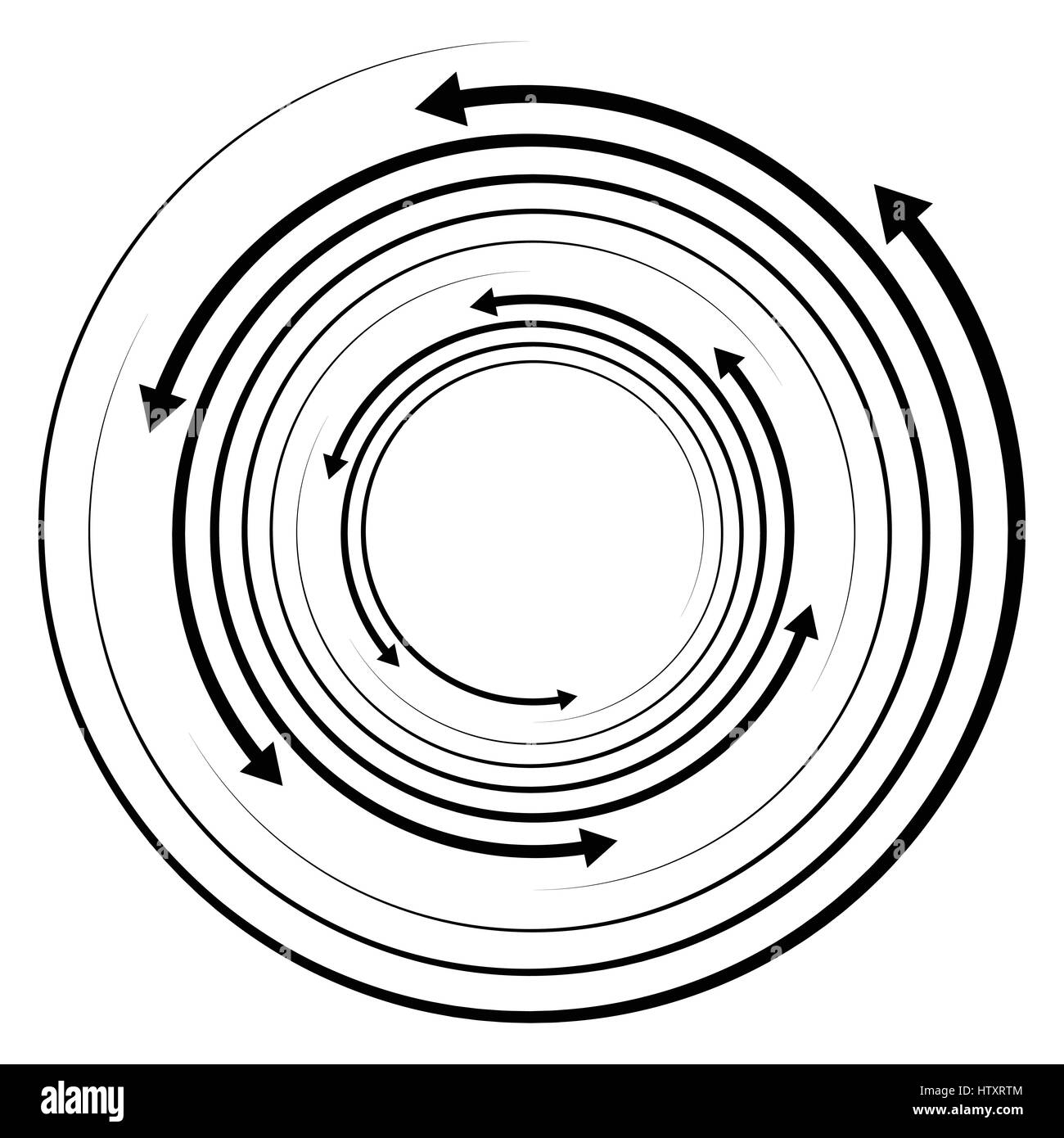 Circular concentric arrows. Cyclic, cycle arrows. Arrow element to
