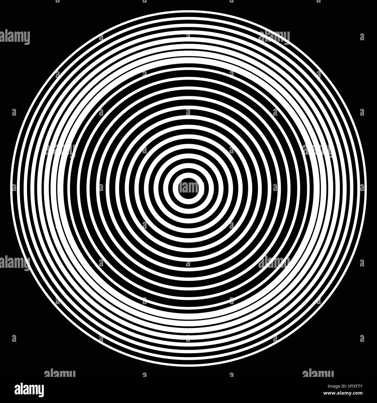 Concentric circles, concentric rings circular pattern. Abstract black ...