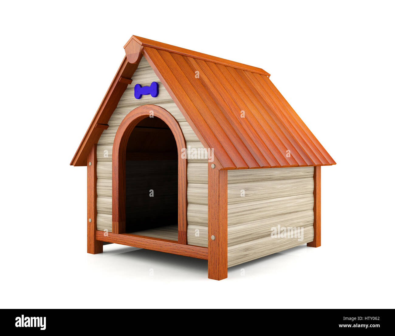 Wooden dog house isolated on white background Stock Photo