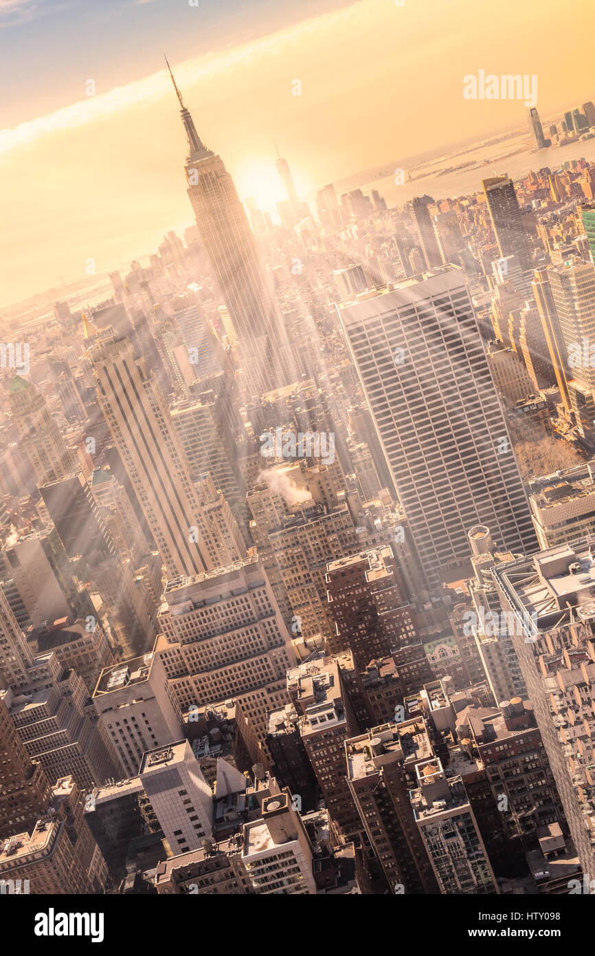 New York City Manhattan skyline in sunset Stock Photo - Alamy