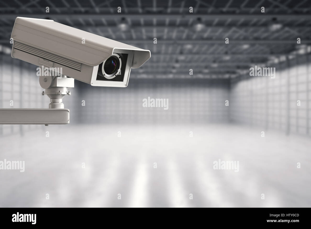 3d rendering security camera or cctv camera in empty factory Stock ...