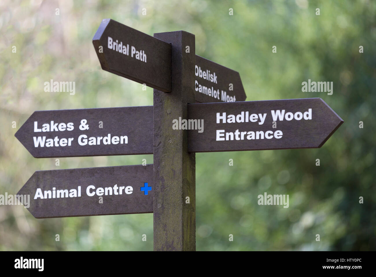 Trent Country Park Signpost giving directions to the key features