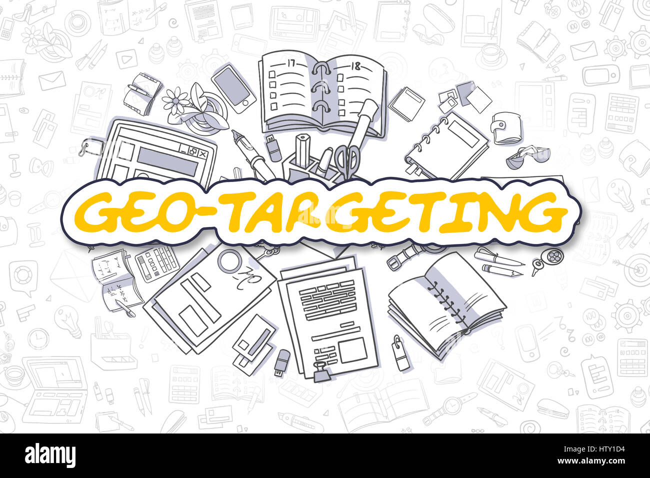 Geo-Targeting - Cartoon Yellow Word. Business Concept Stock Photo - Alamy