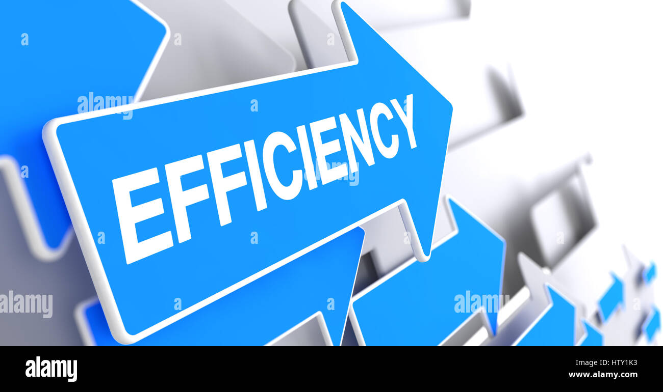 Efficiency - Message on the Blue Pointer. 3D. Stock Photo