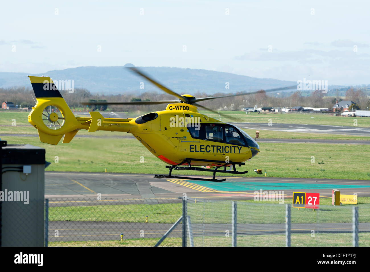 Eurocopter EC135-P1 at Staverton airfield, Gloucestershire, England, UK (G-WPDB) Stock Photo