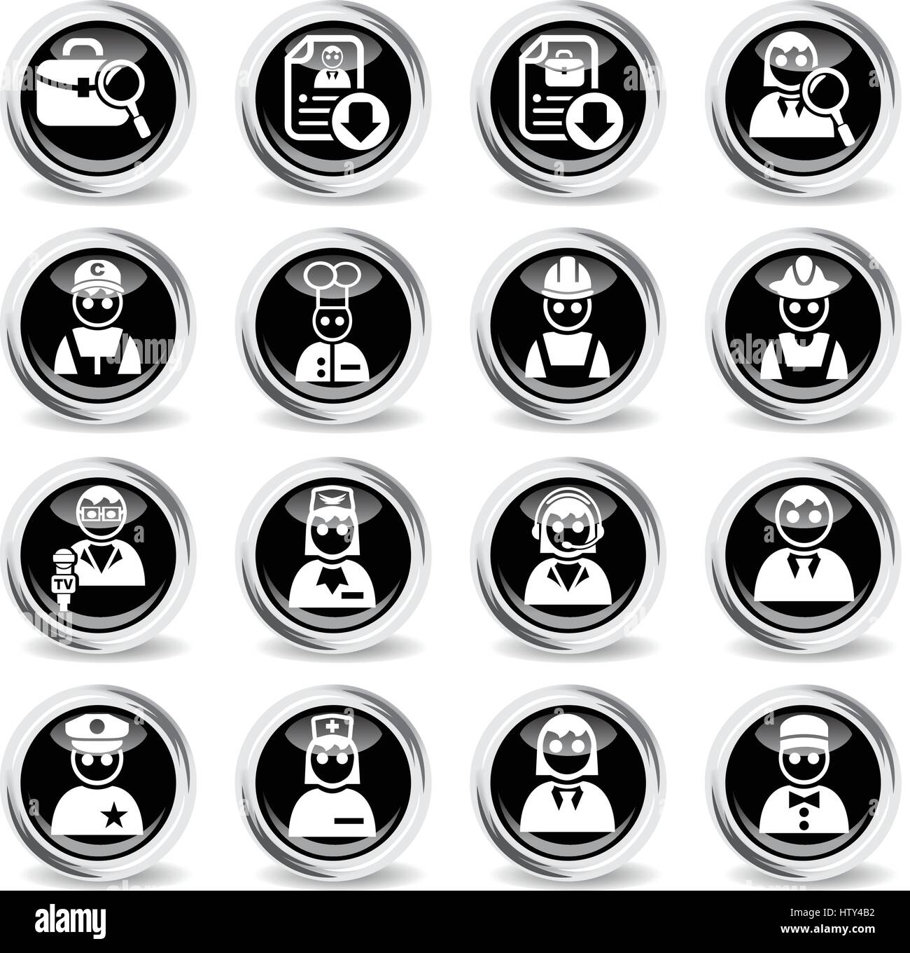 job search icons on stylish round chromed buttons Stock Vector Image ...