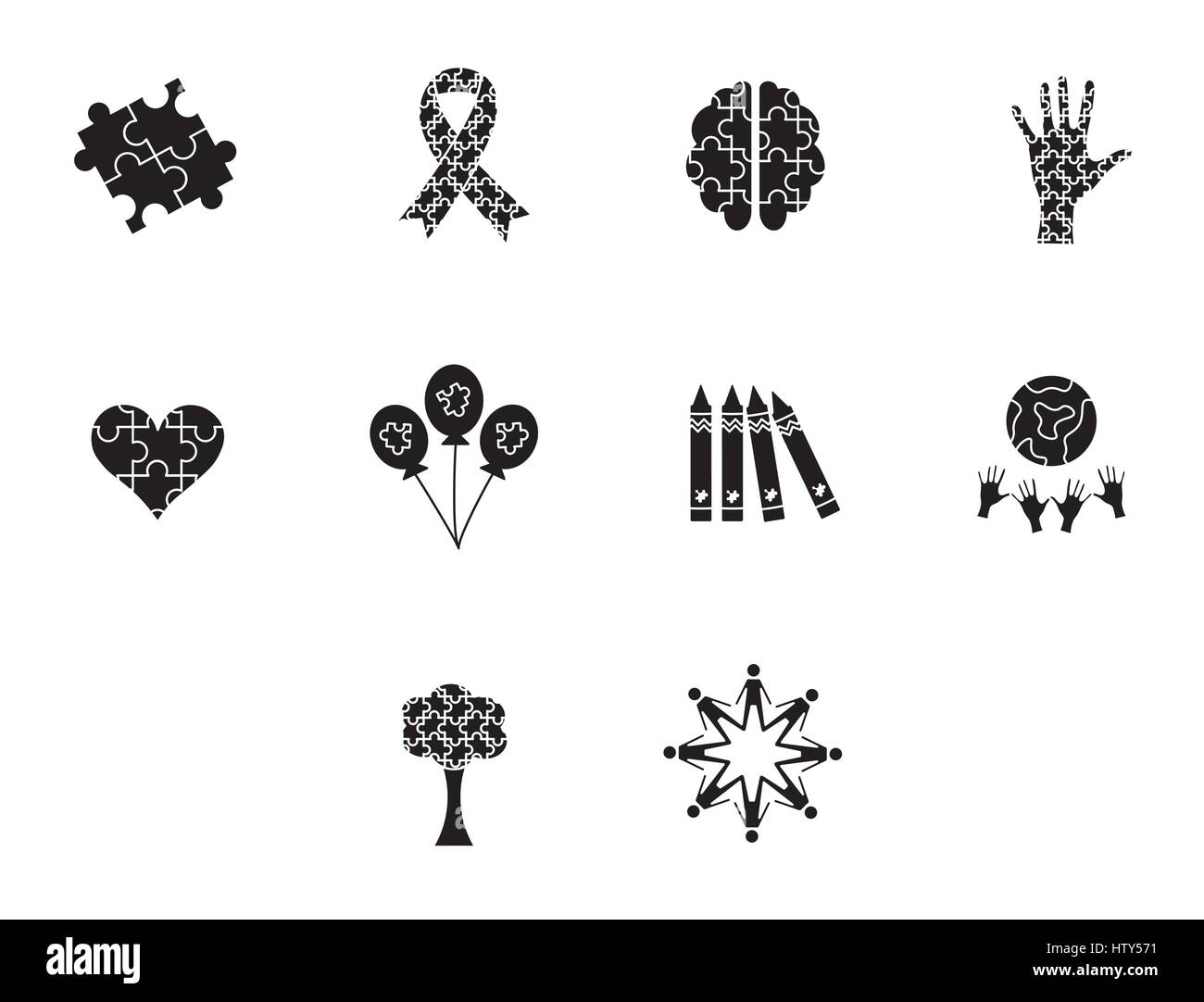 Vector icon set for awareness against white background Stock Vector ...