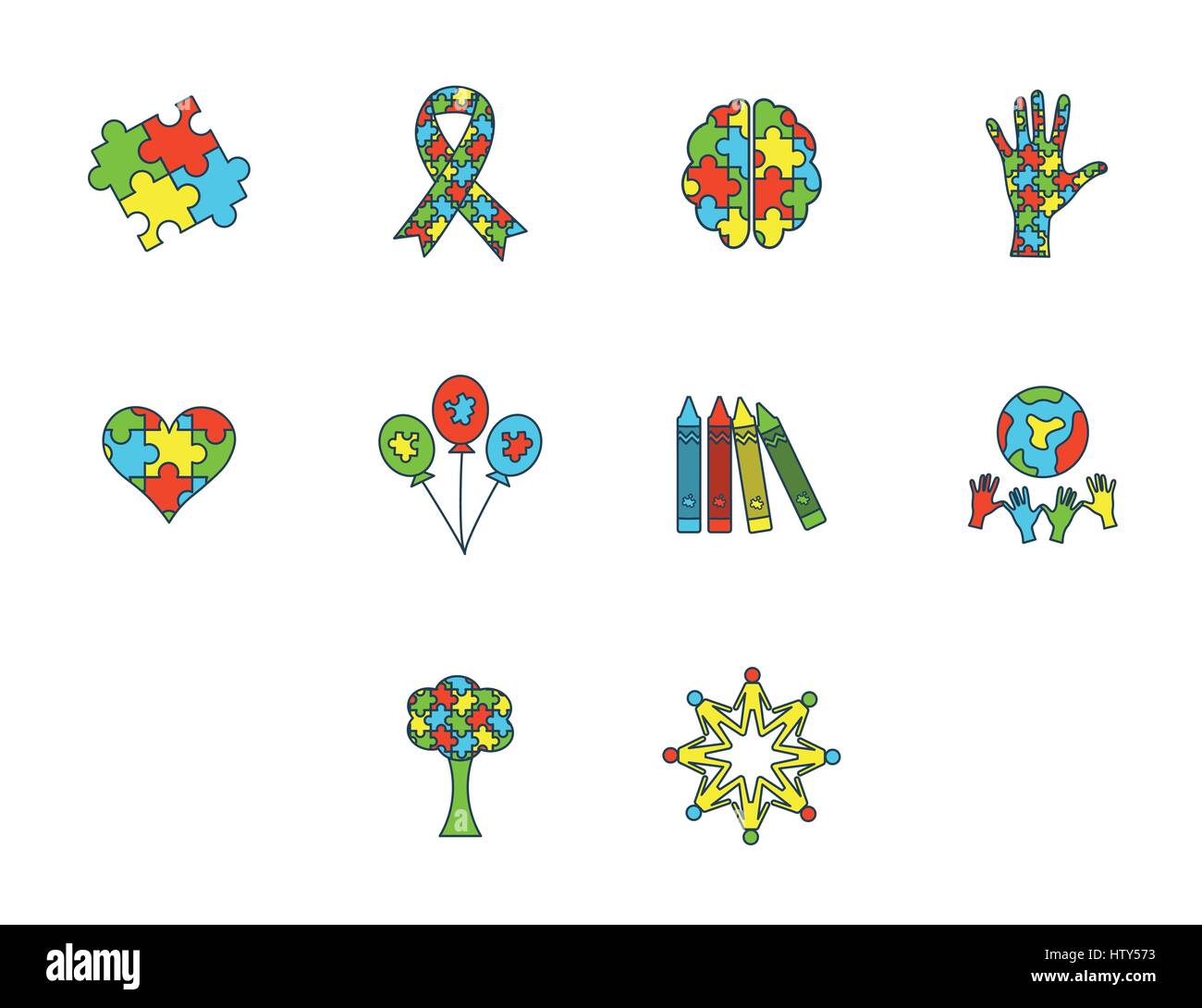 Vector icon set for awareness against white background Stock Vector ...