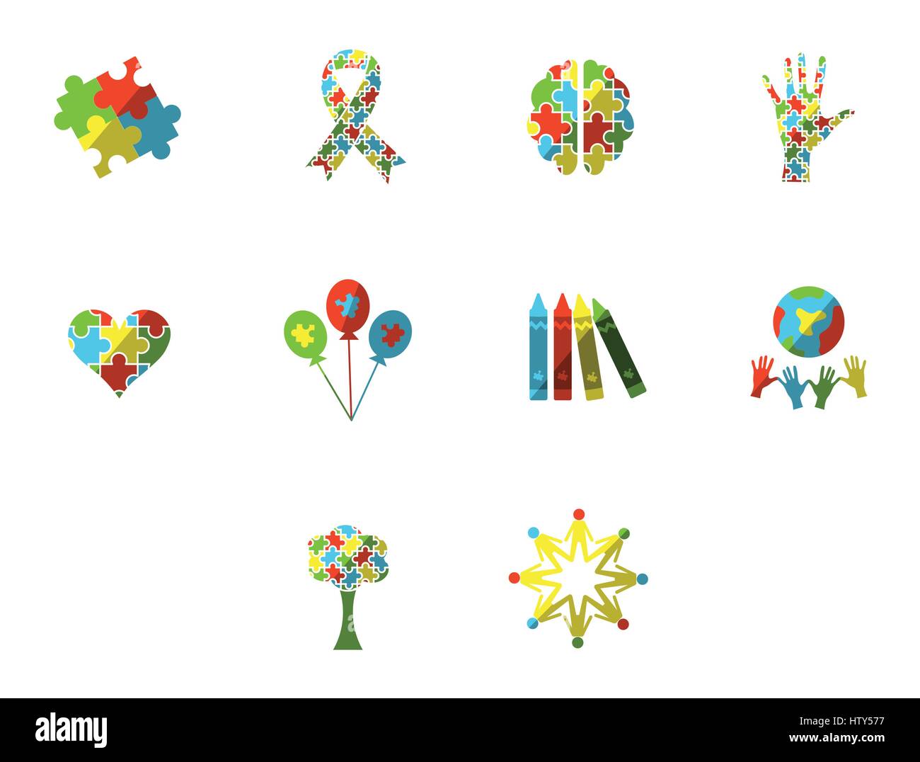 Vector icon set for awareness against white background Stock Vector ...