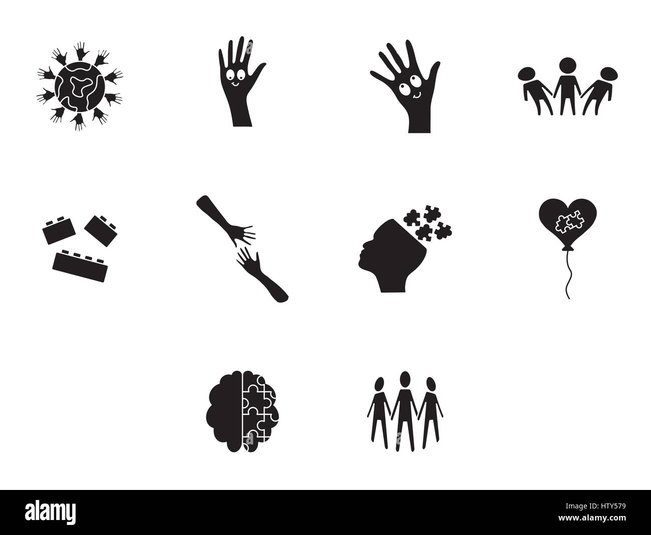 Vector icon set for awareness against white background Stock Vector ...