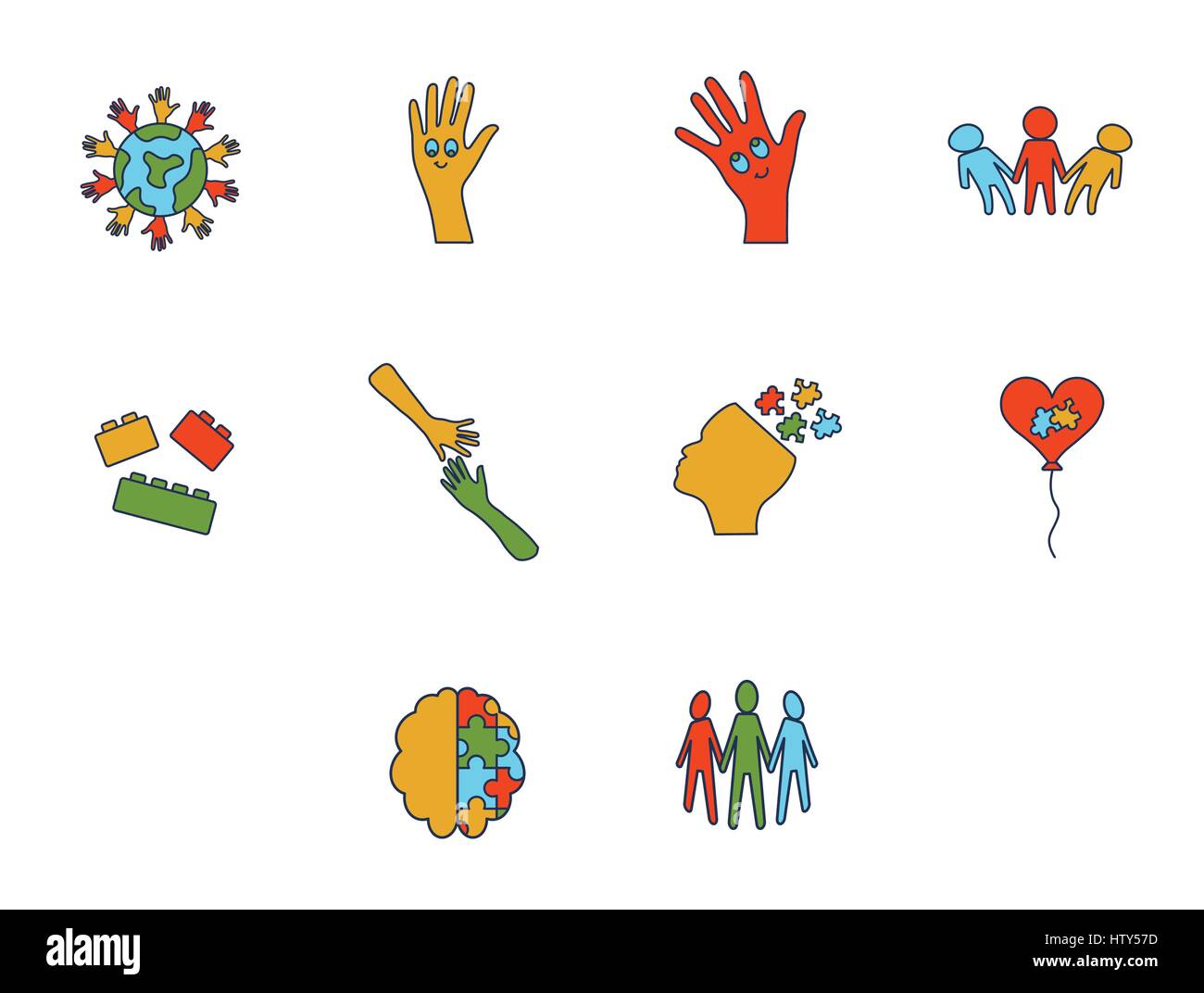Vector icon set for awareness against white background Stock Vector ...