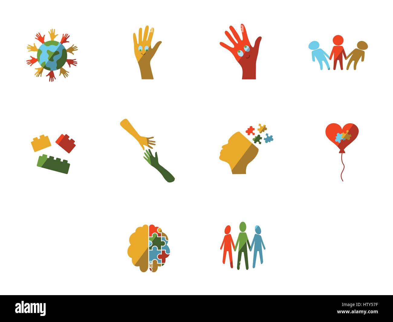 Vector icon set for awareness against white background Stock Vector ...