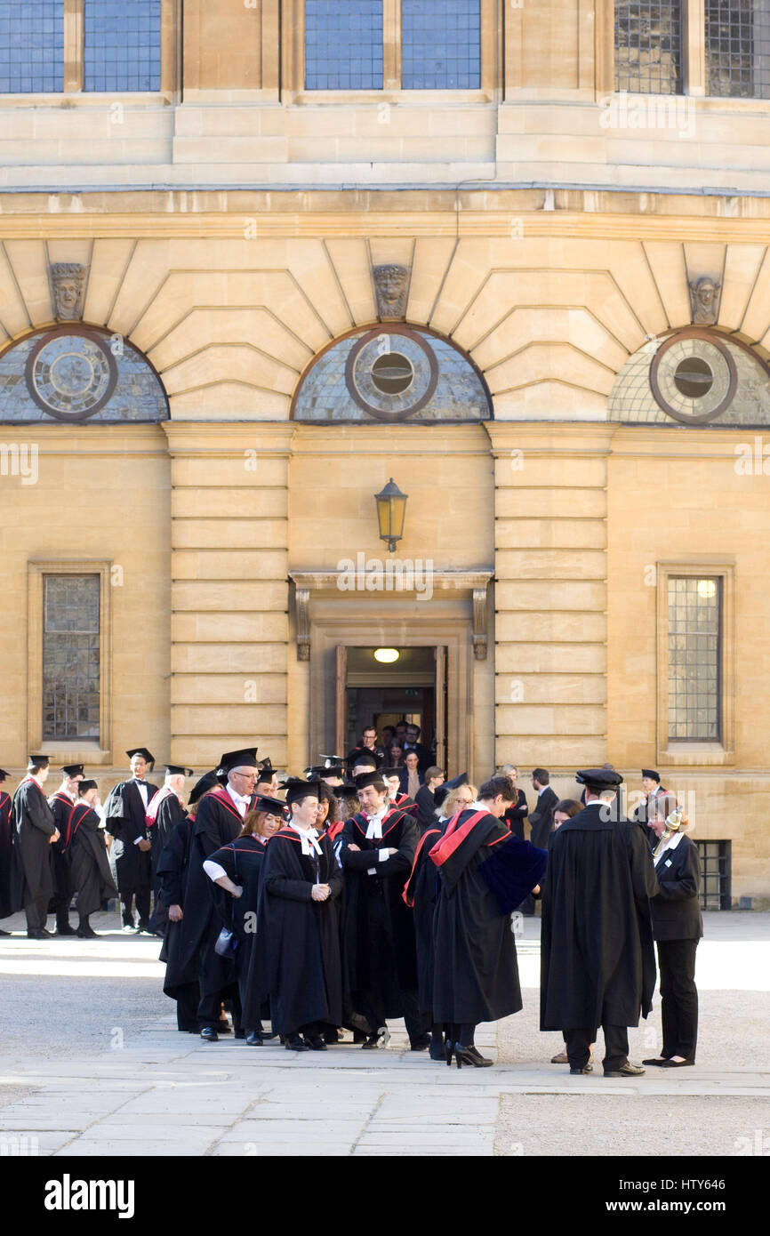Professors and students in ceremonial dress at Bodleian Library Oxford Stock Photo