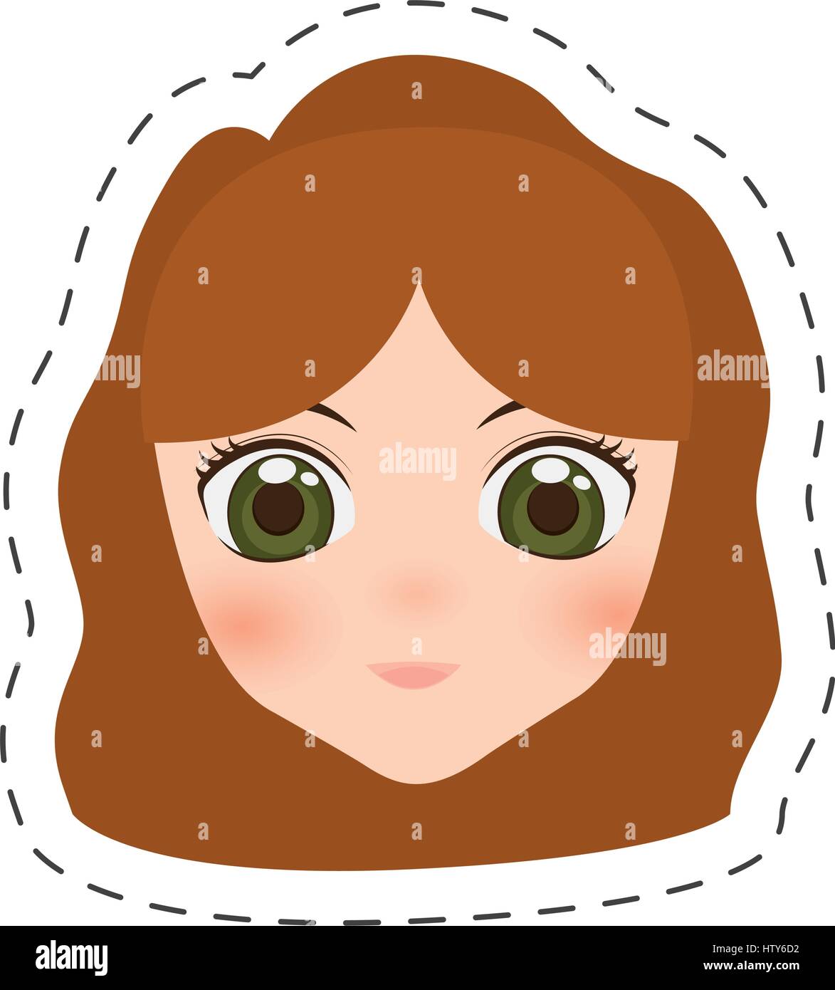 Anime Face Girl Cartoon Cut Line Stock Vector Image Art Alamy