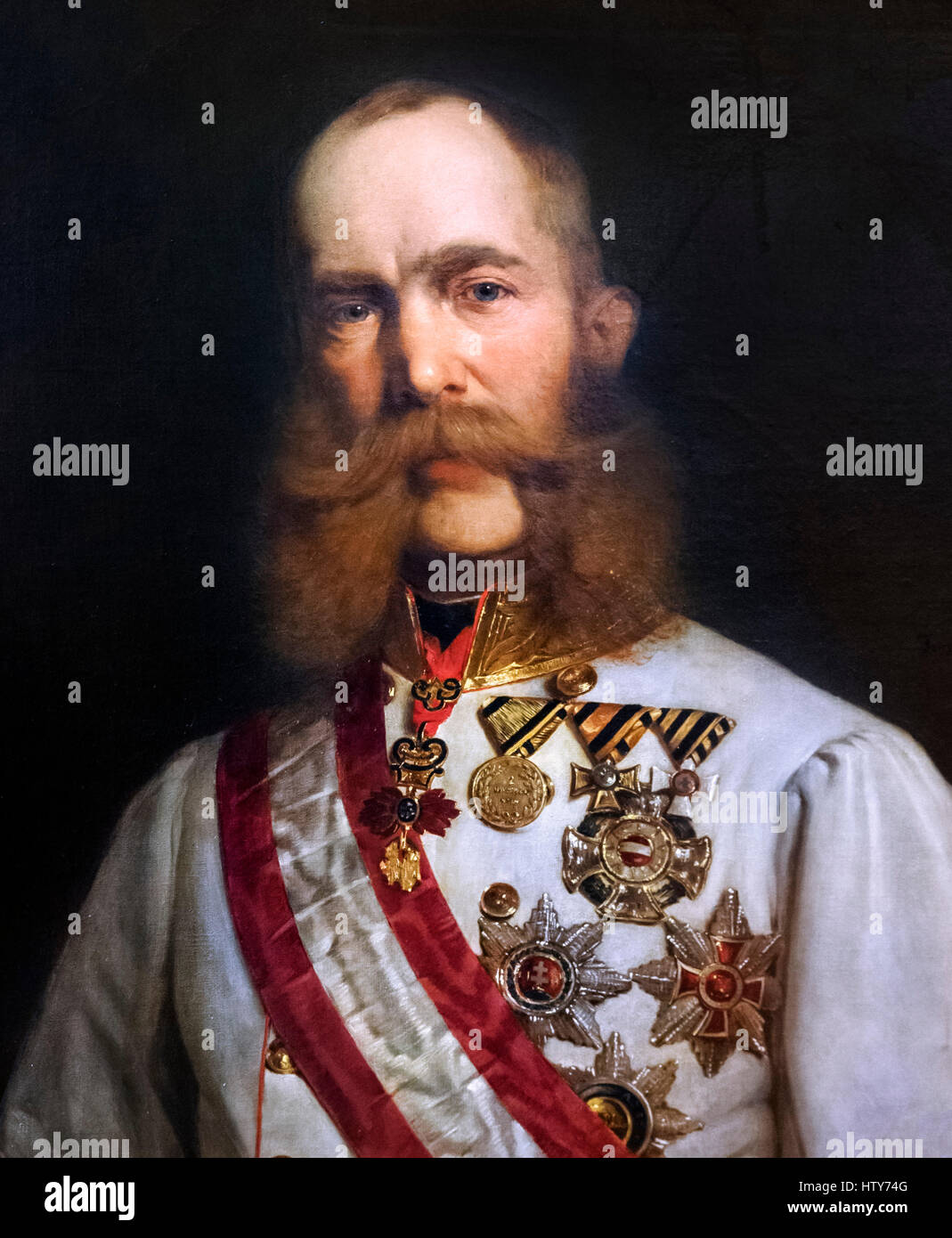 Franz Joseph I (Franz Josef I: 1830-1916), Emperor of Austria, and King of Hungary, Croatia and Bohemia. Portrait by Friedrich Franceschini, 1875 Stock Photo