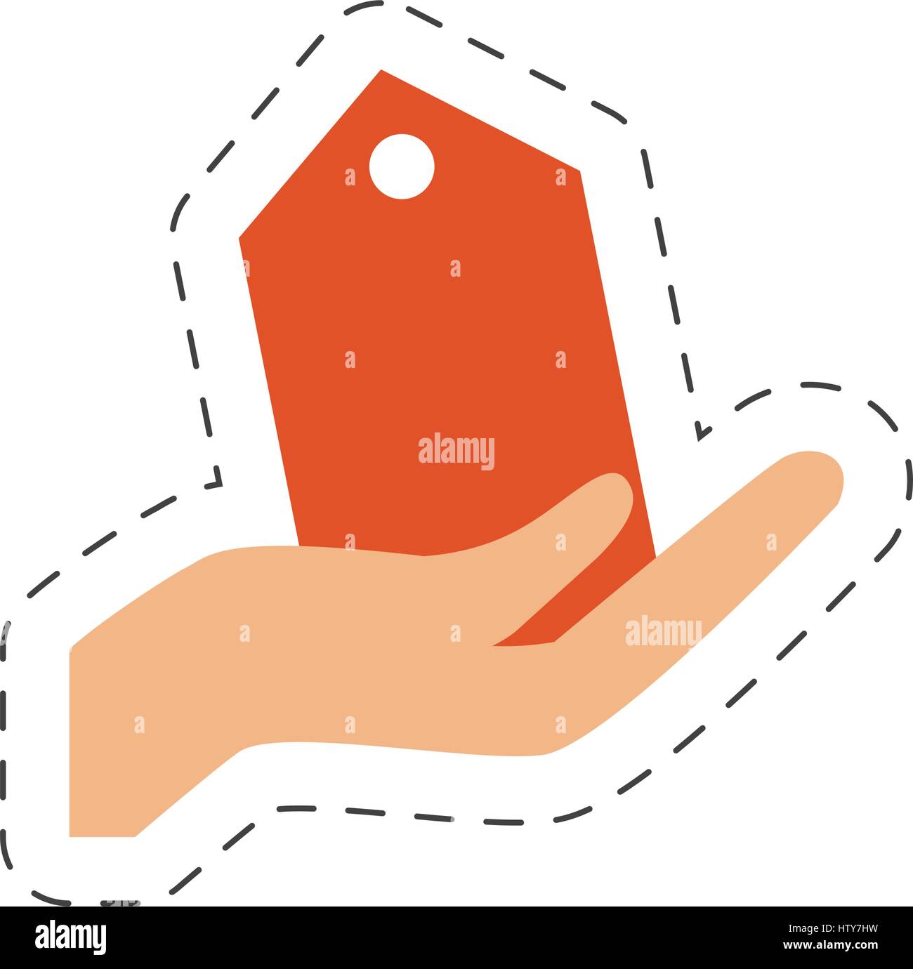 hand holding tag price discount Stock Vector
