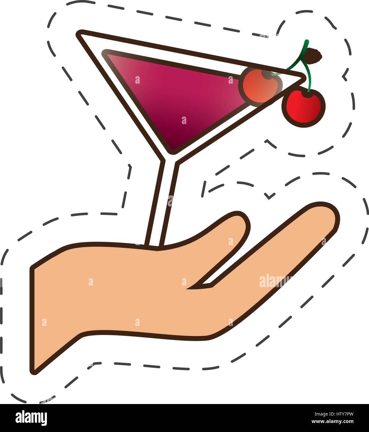 hand holding glass cup cocktail drink Stock Vector Image & Art - Alamy