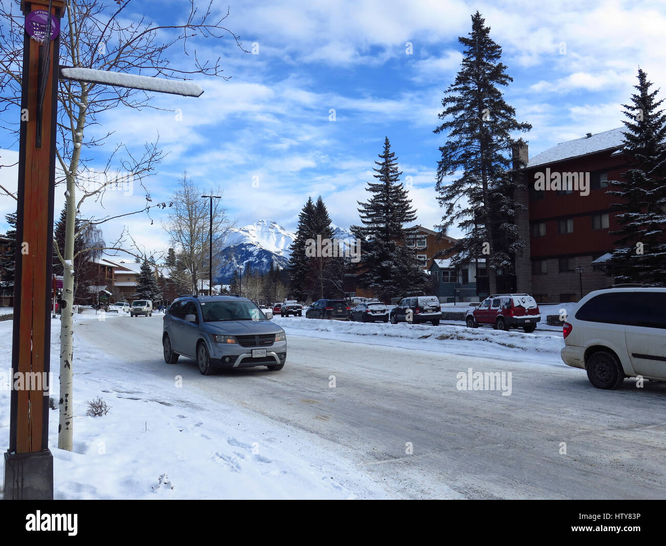 Banff Avenue Main Street Alberta Canada Stock Photo
