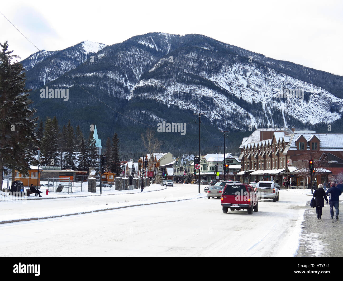 Banff Avenue Main Street Alberta Canada Stock Photo