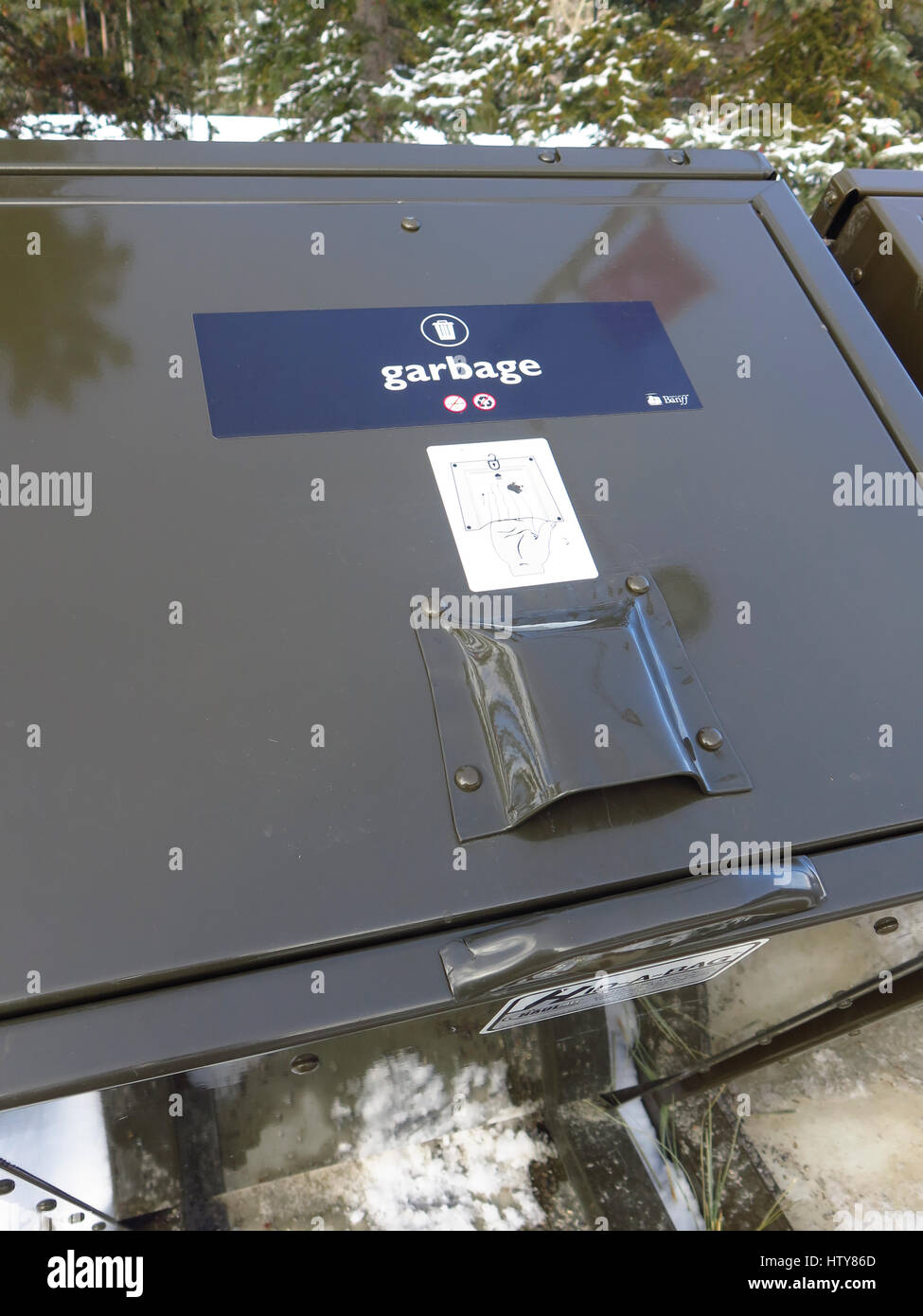 Bear proof rubbish bin in Canada Stock Photo Alamy