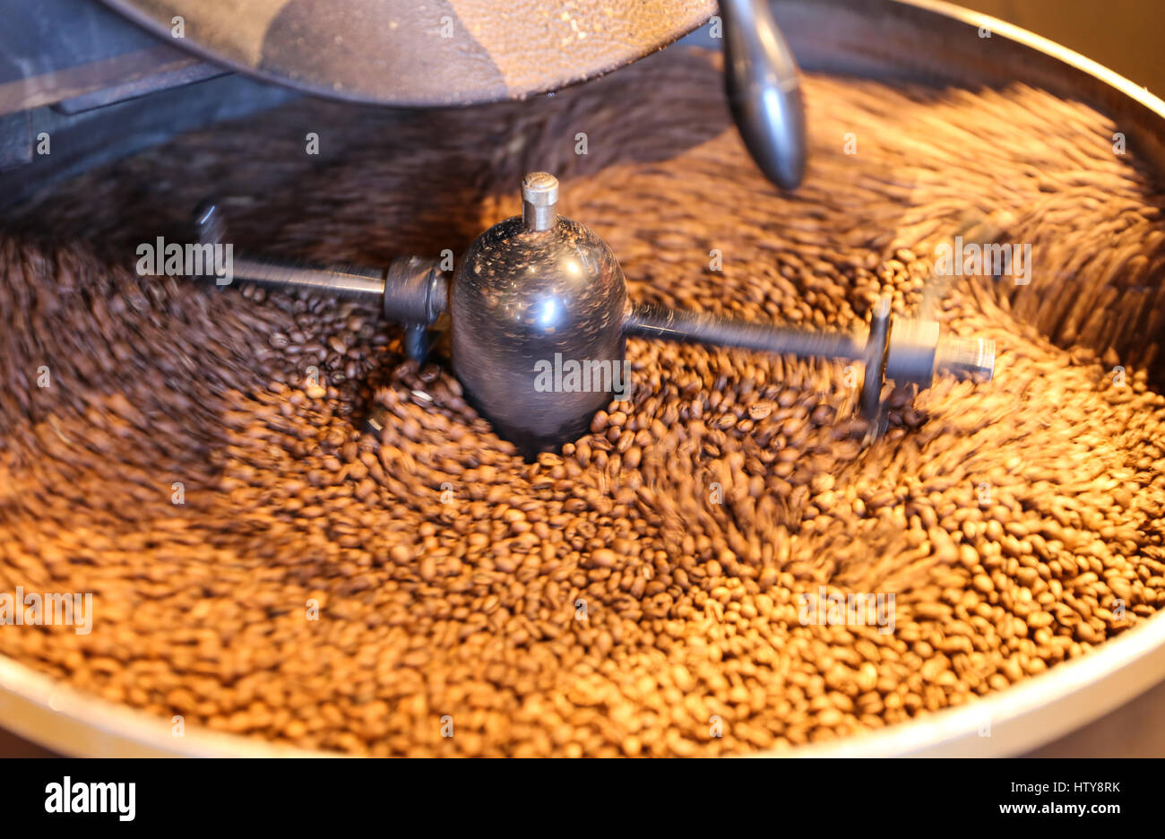 Green Coffee Beans Roasting in Coffee Roaster Stock Photo Alamy