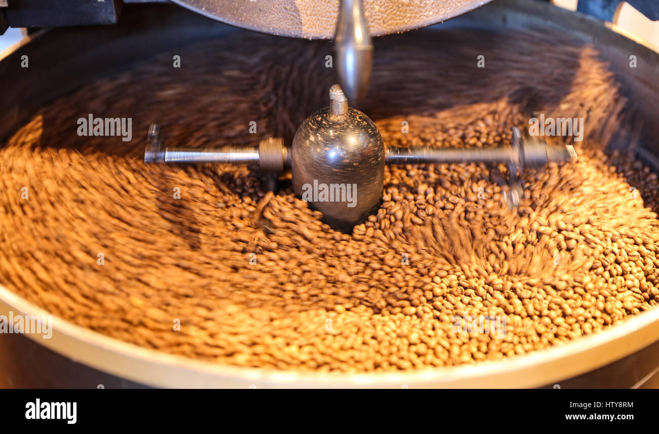 Green Coffee Beans Roasting in Coffee Roaster Stock Photo Alamy