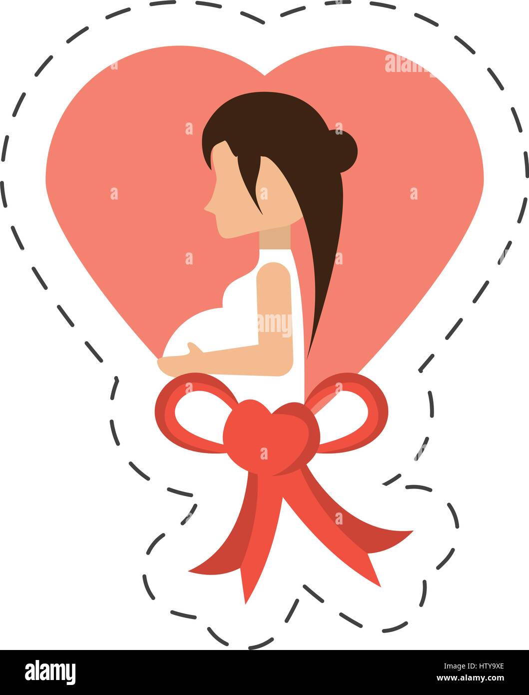 pregnant woman heart bow cut line Stock Vector Image & Art Alamy