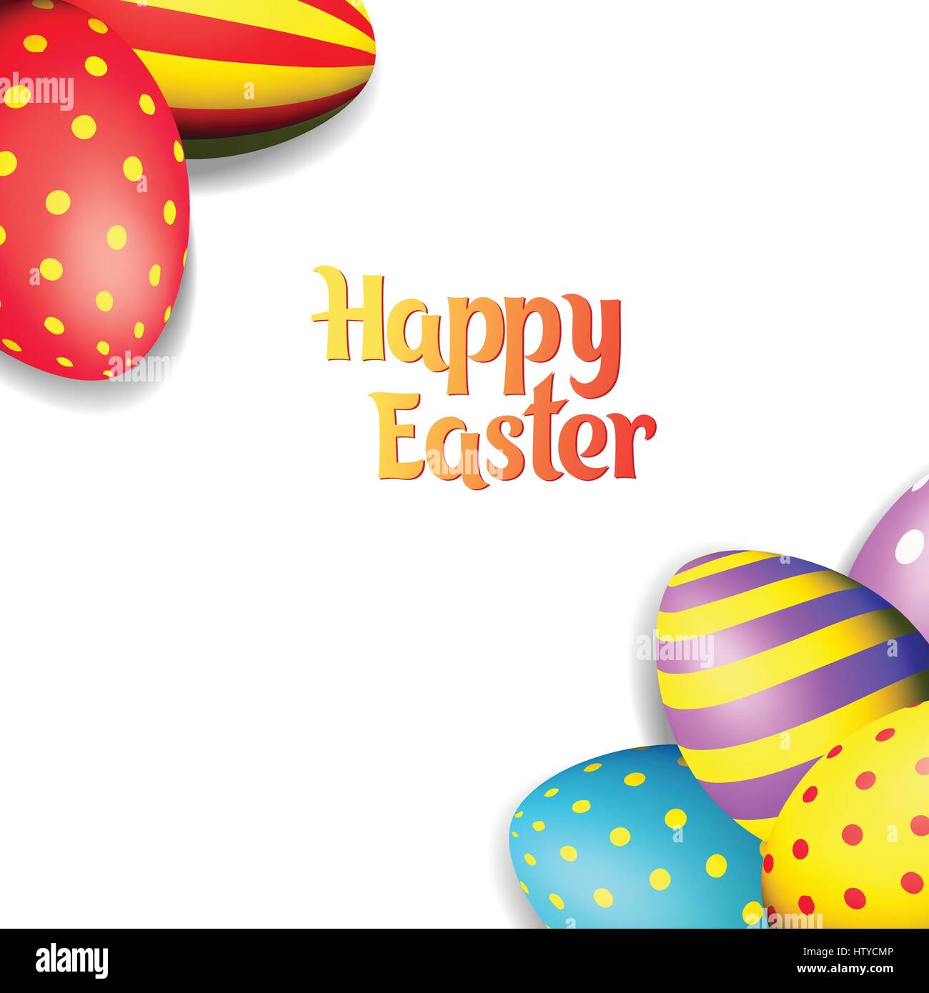 Happy Easter eggs and text on colored background with frame vector ...