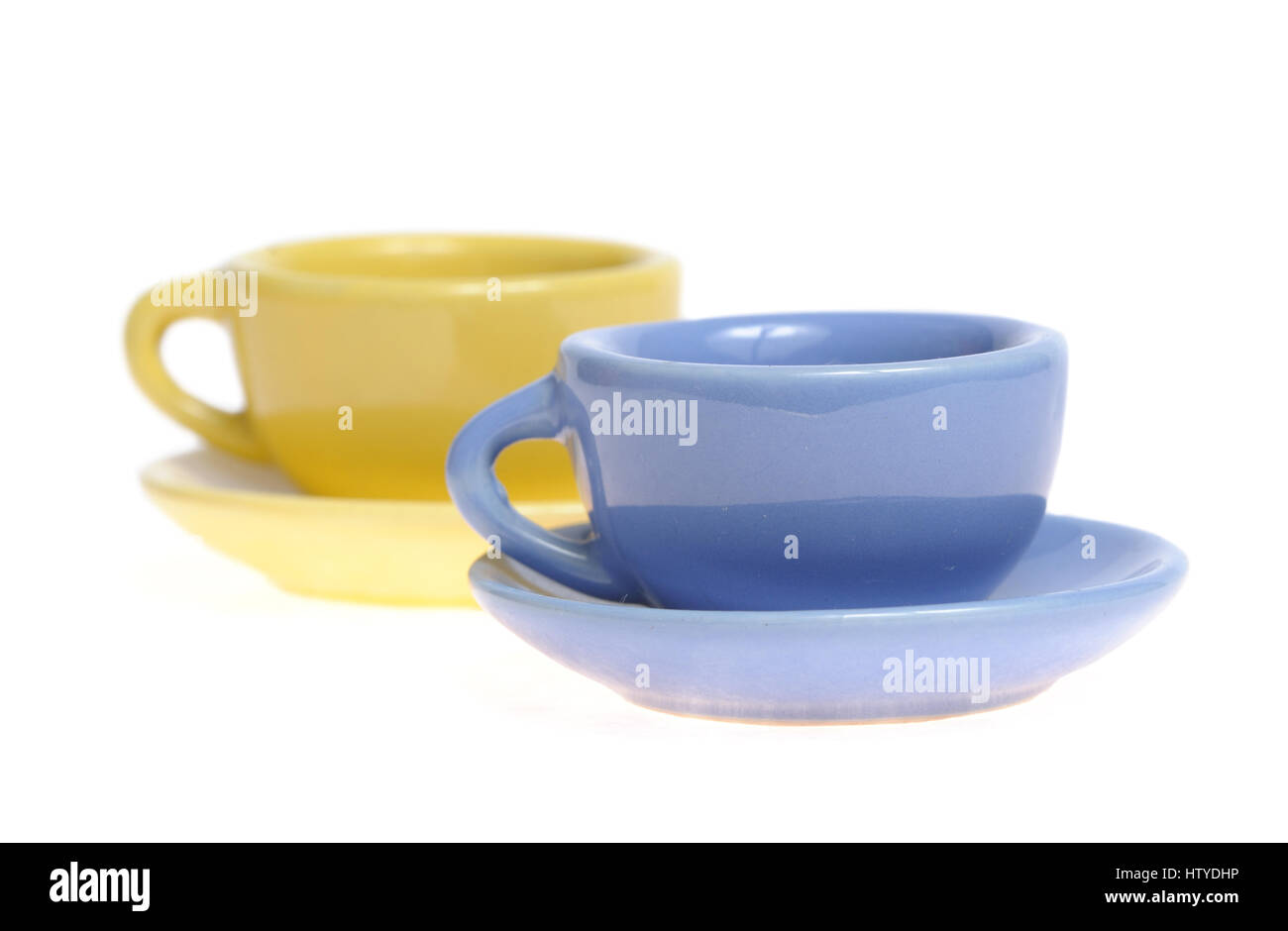 Two mugs with saucer isolated Stock Photo Alamy