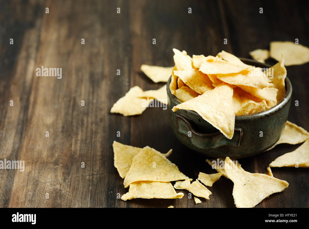 Bowl of nacho chips Stock Photo