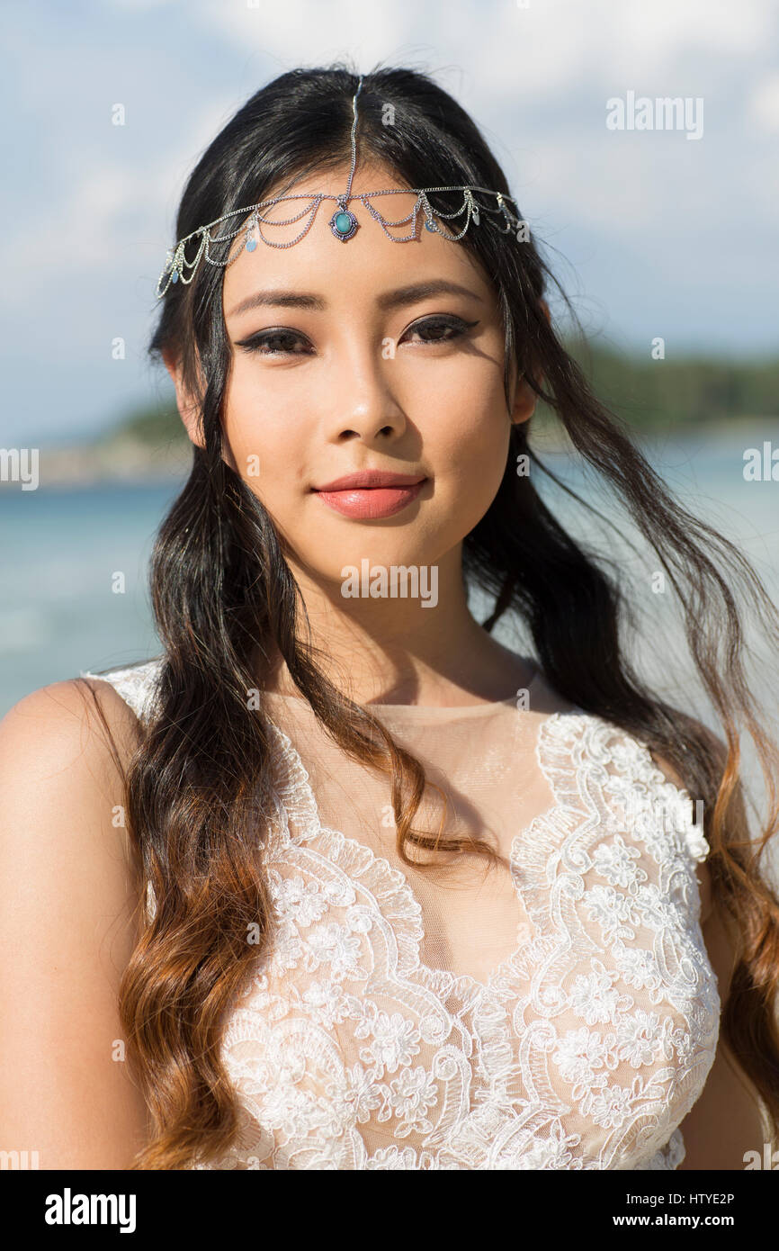 Portrait of an Asian bride, Bali, Indonesia Stock Photo