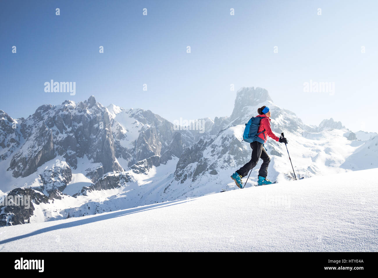 Woman cross-country skiing, Salzburg, Austria Stock Photo