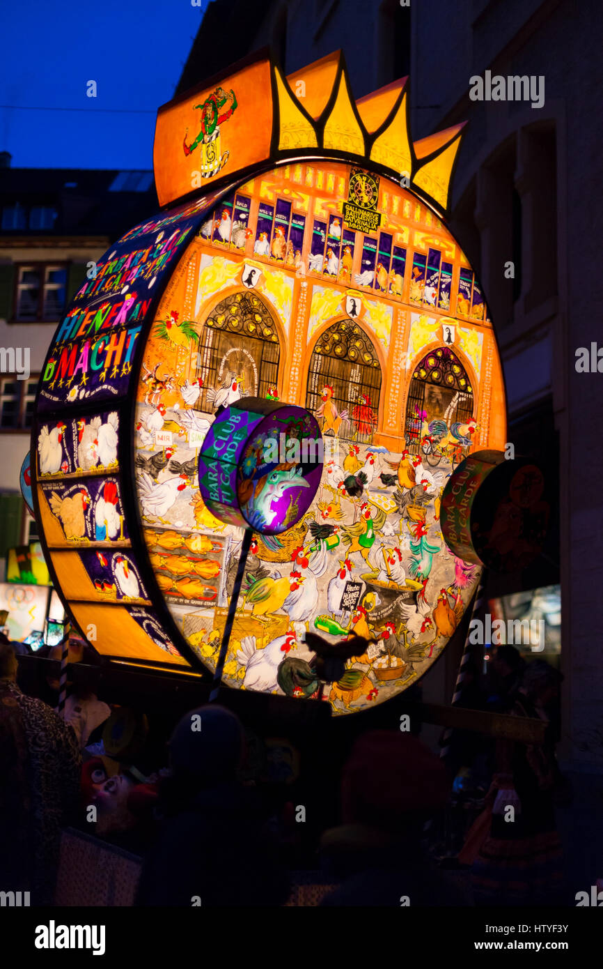 Basel carnival. Basel, Switzerland. Colorful small stick lanterns and amain  lantern on monday morning in the streets during the Morgestraich parade  Stock Photo - Alamy