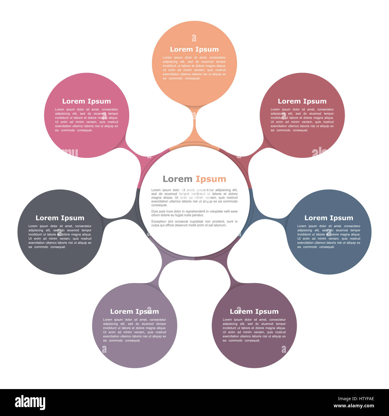 Circle flow chart with seven elements, infographic template Stock Photo ...