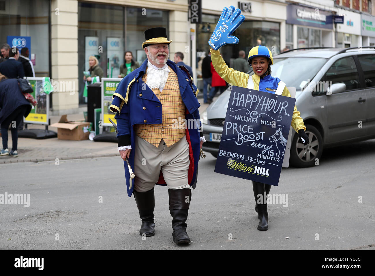 A William Hill promotional town crier in Cheltenham Town Centre Stock Photo Alamy