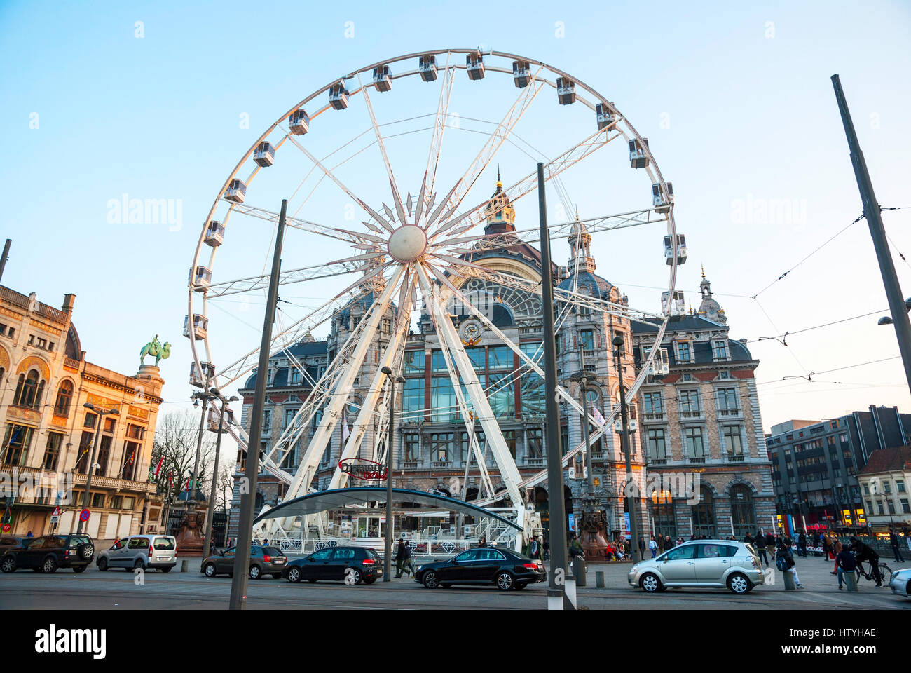 ANTWERP, BELGIUM - MARCH 17:  The exterior of Antwerp central train station on March 17, 2015 Stock Photo