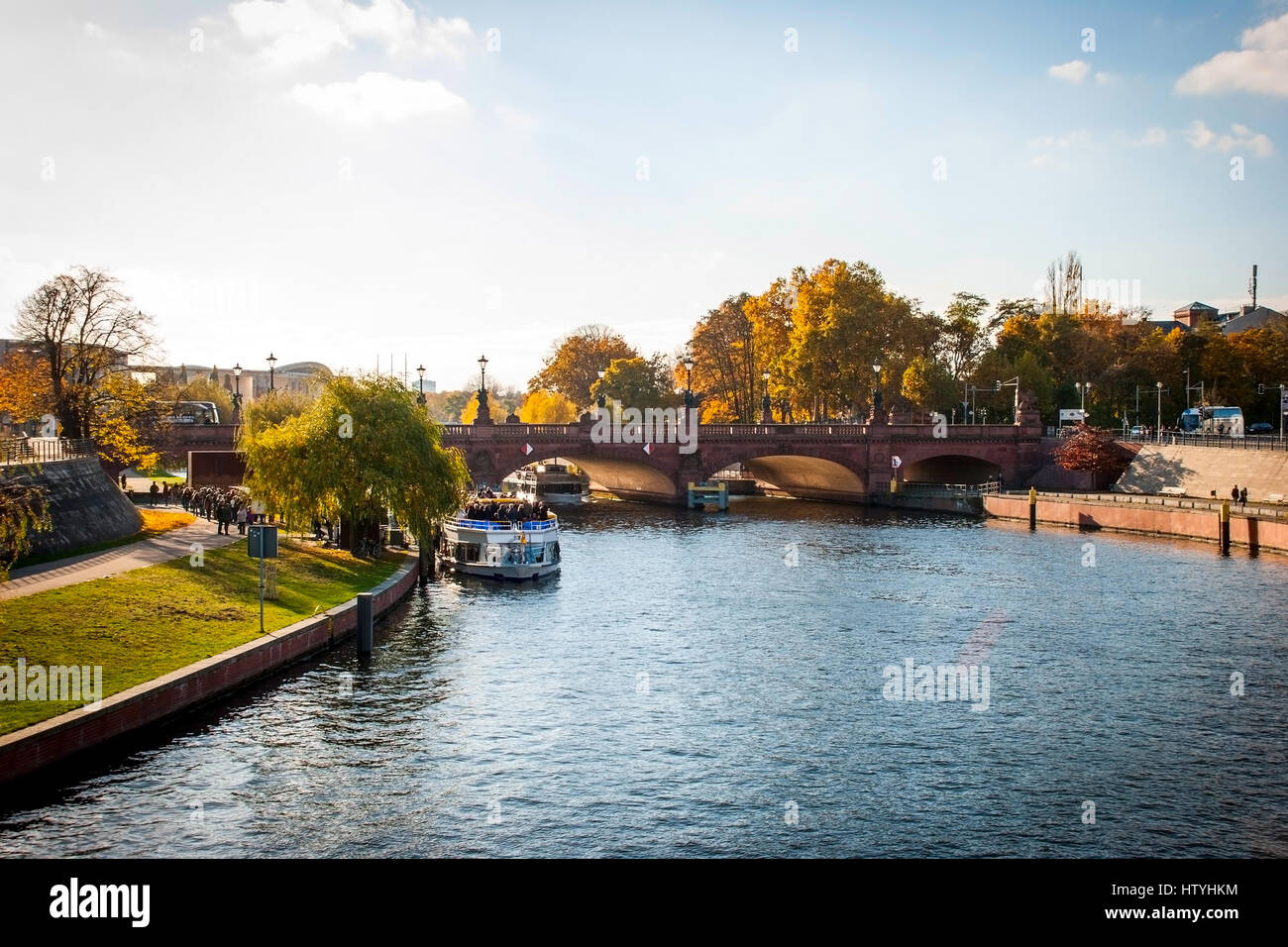 View over old bridge and river in Berlin, capital of Germany Stock Photo