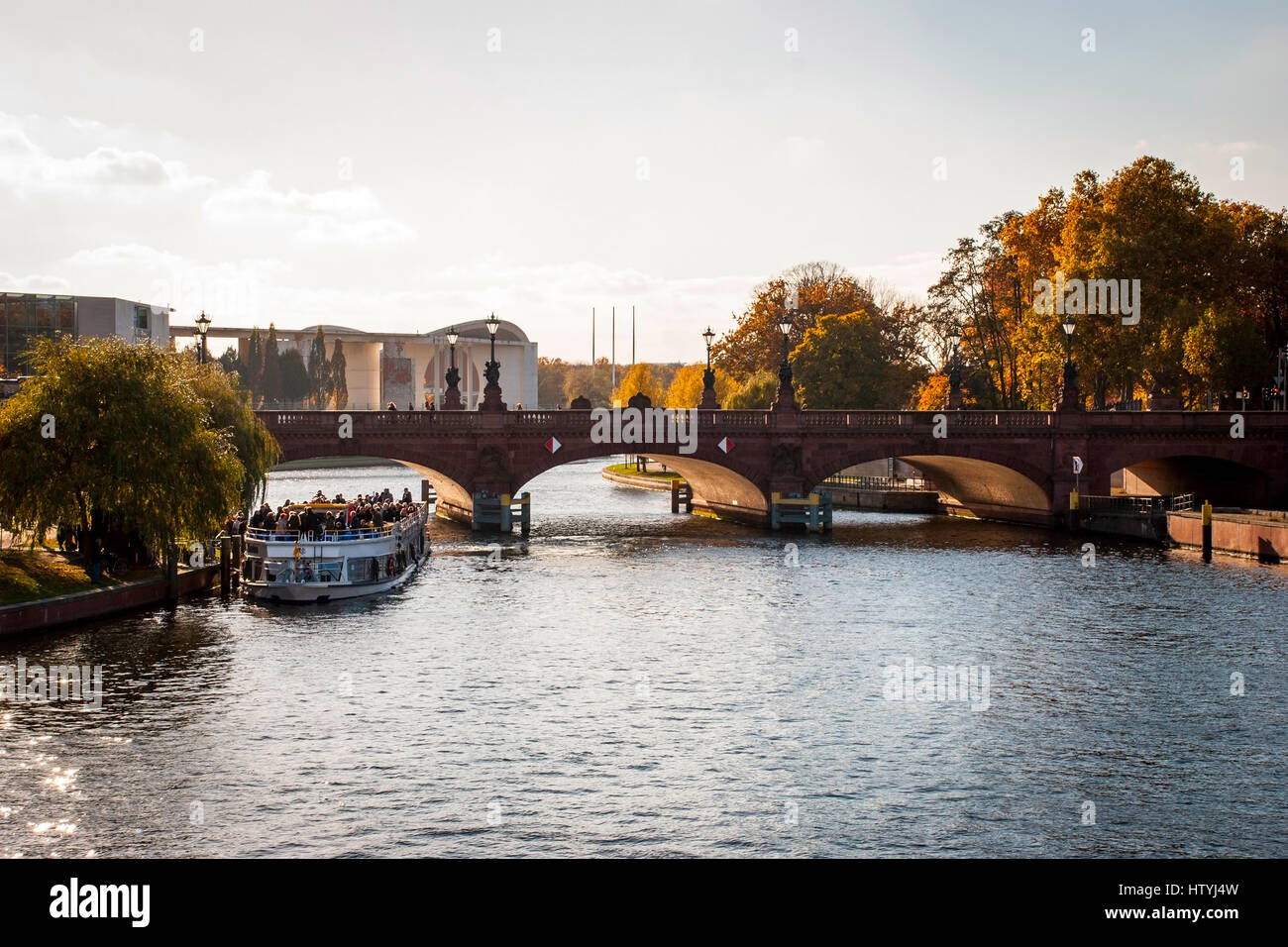 View over old bridge and river in Berlin, capital of Germany Stock Photo