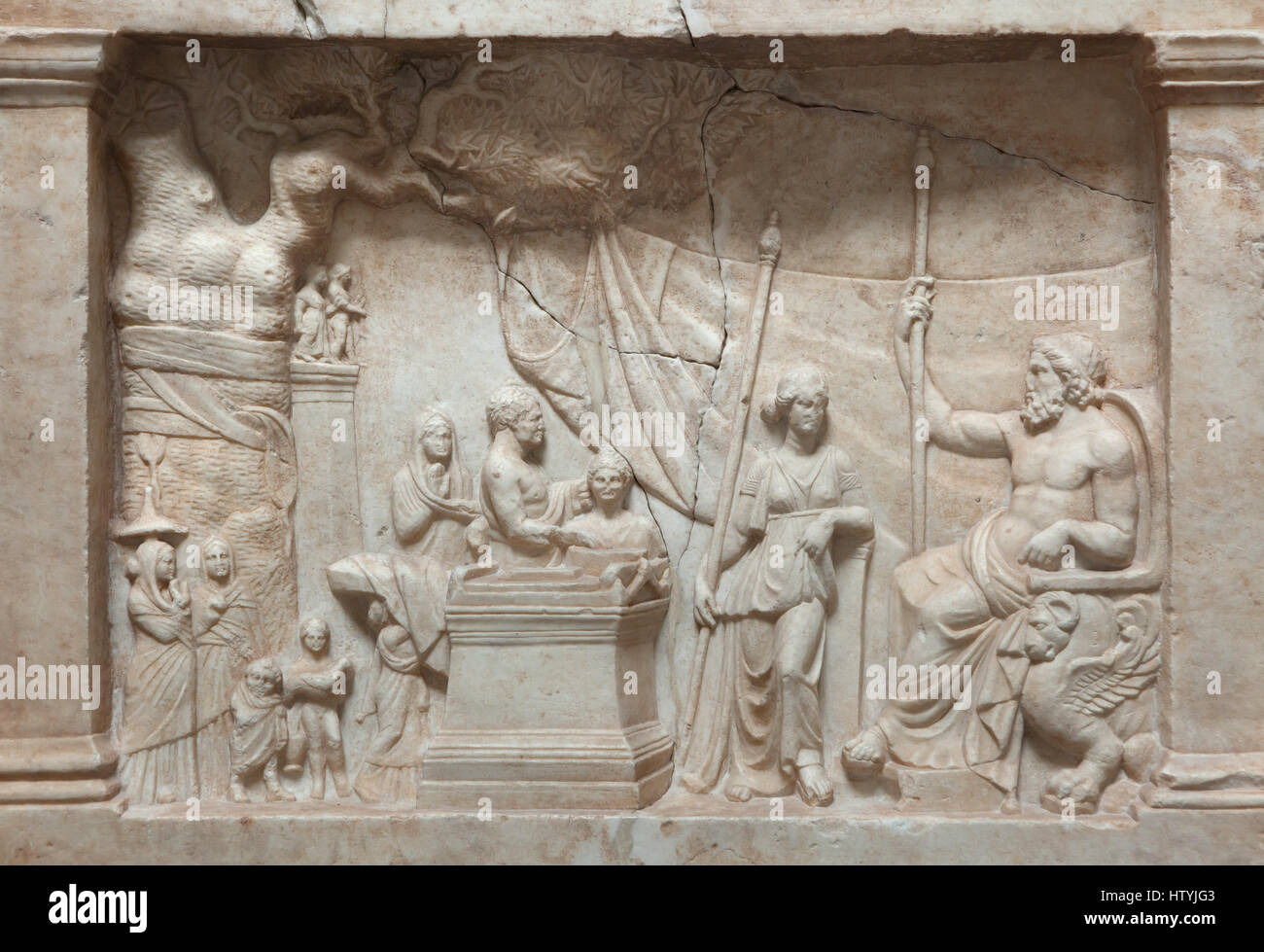 Munich Votive Relief. Greek votive relief from about 220 BC on display