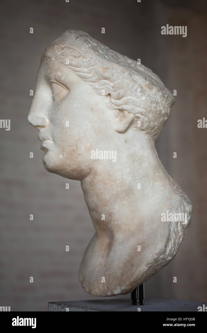 Portrait of Ptolemaic queen Berenice II of Egypt (reign 246-221 BC) on display in the Glyptothek Museum in Munich, Bavaria, Germany. Stock Photo