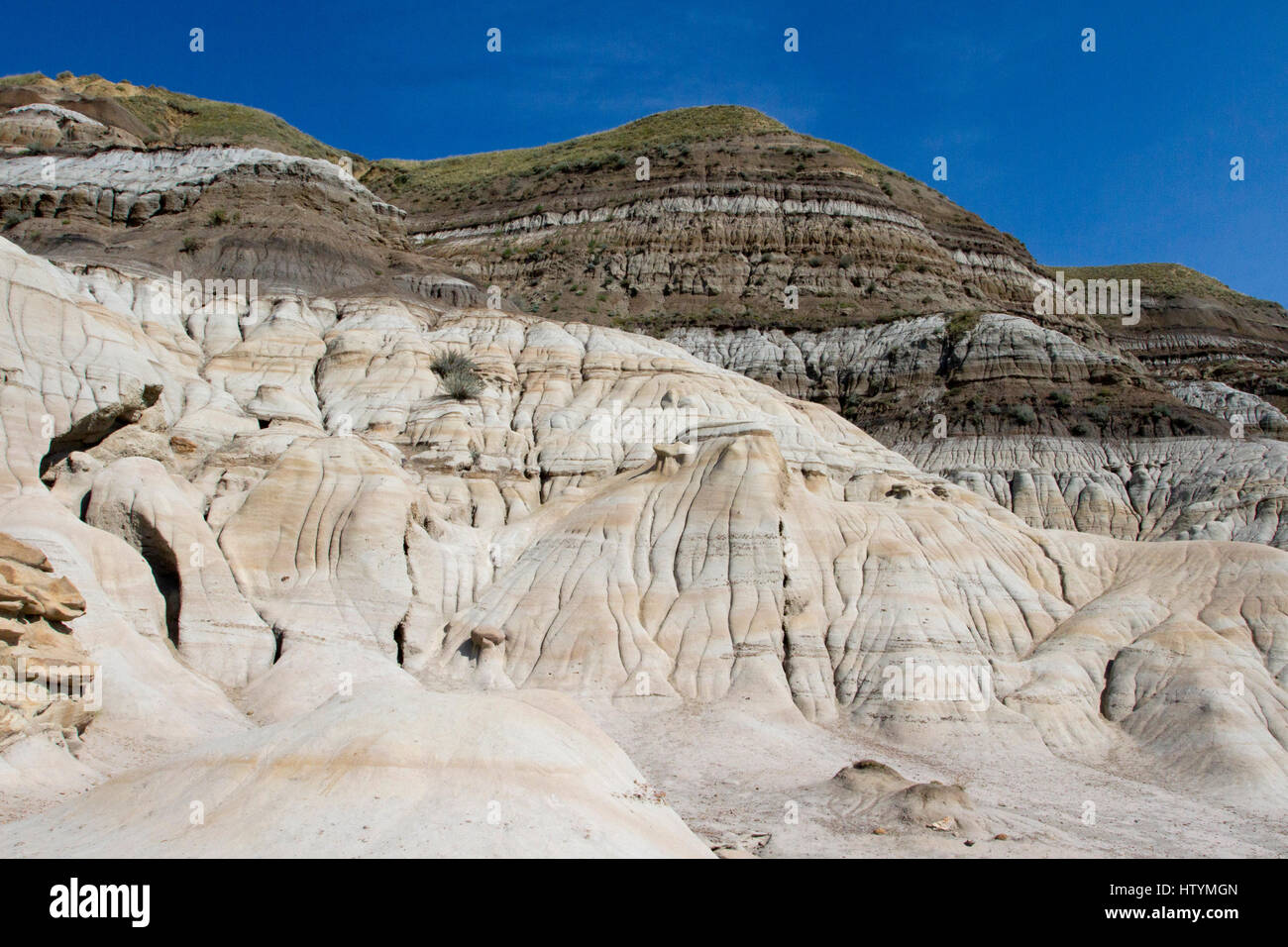 Geological formations created by erosion, in the Badlands near Drumheller, Alberta, Canada. Stock Photo