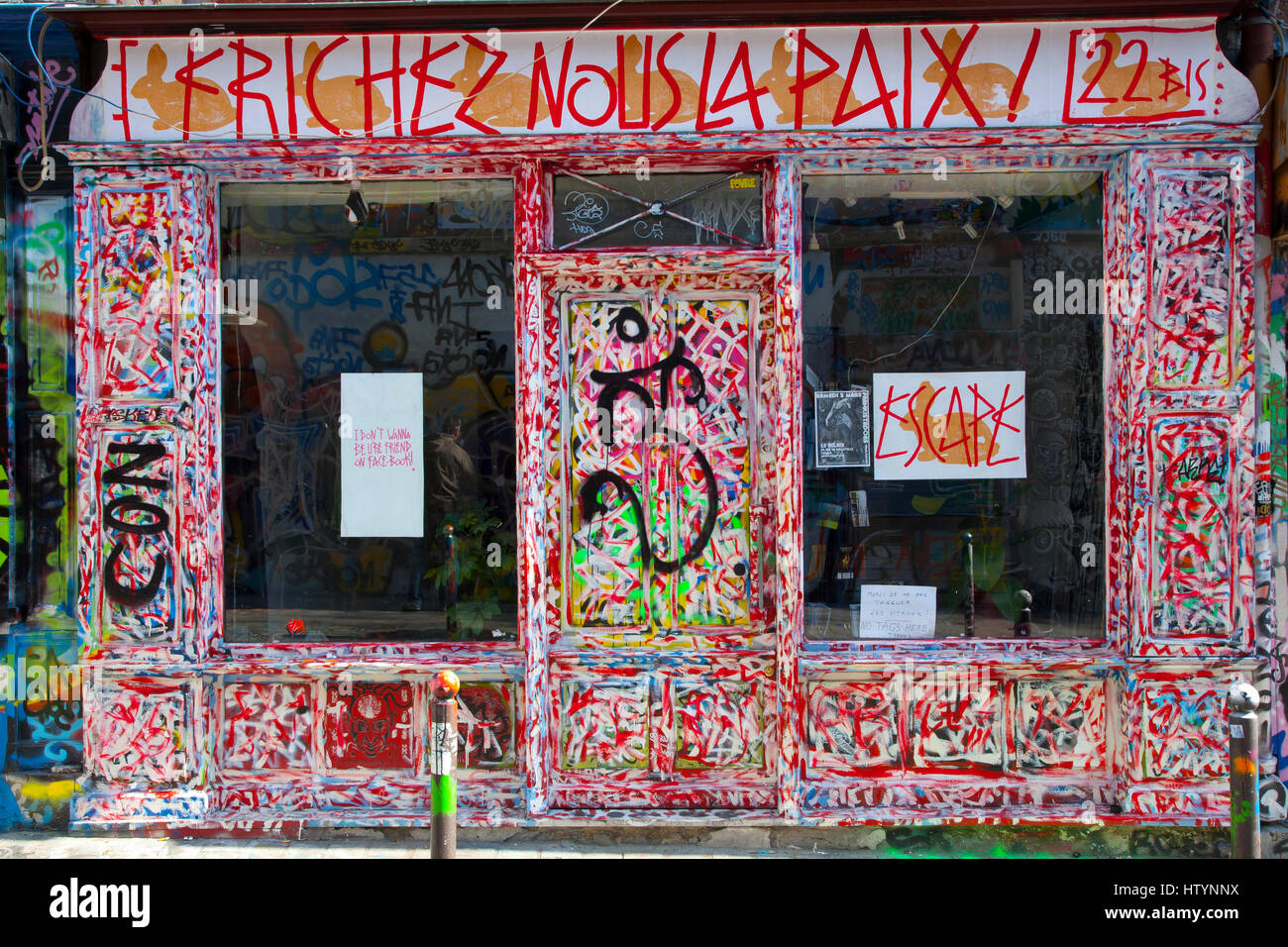 Grafitti. Denoyez Street. Belleville. Paris, France, Europe. Stock Photo