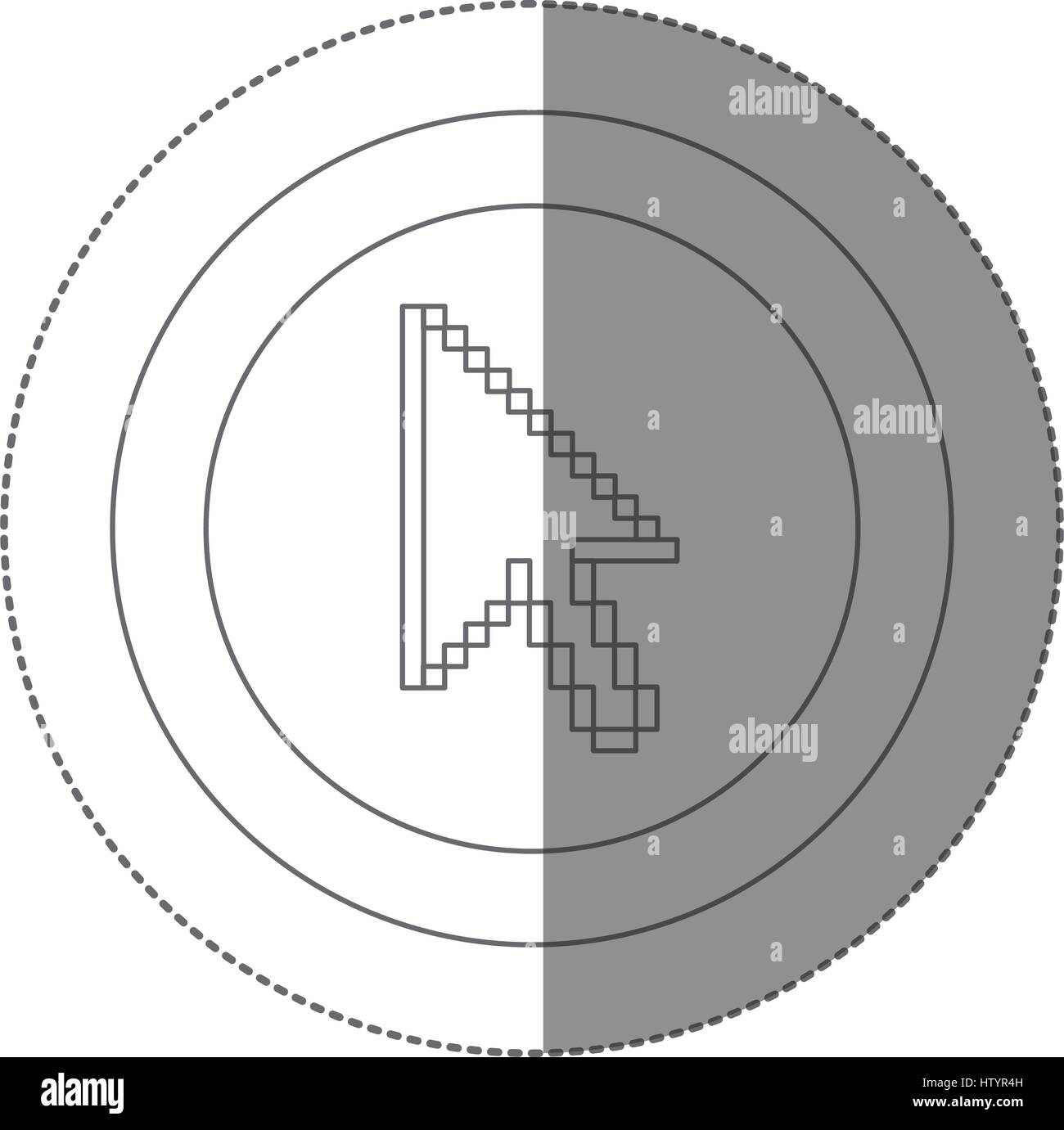 sticker silhouette circular frame with pixelated cursor arrow Stock ...