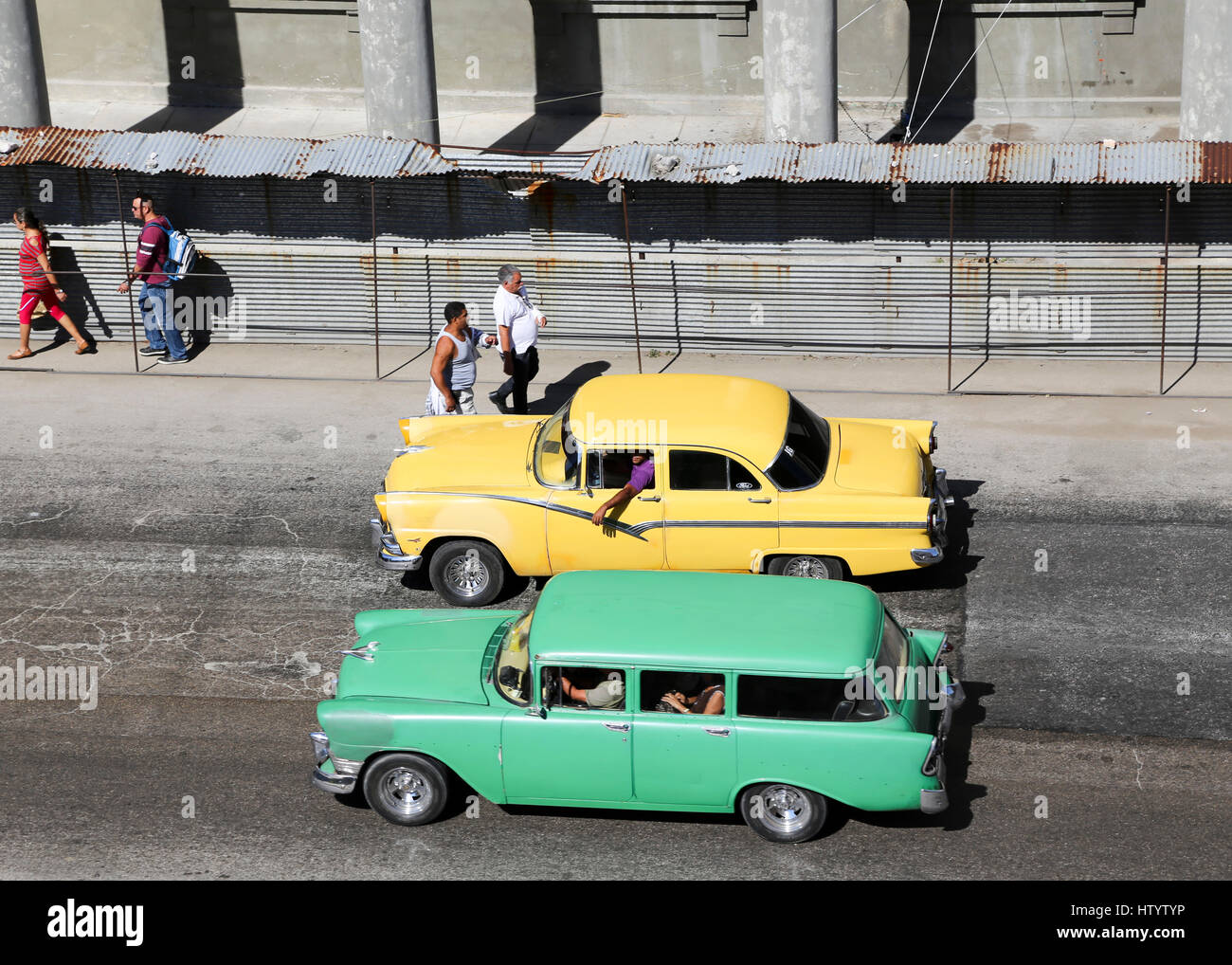 Colourful classic American style cars on the road in Havana, Cuba Stock Photo
