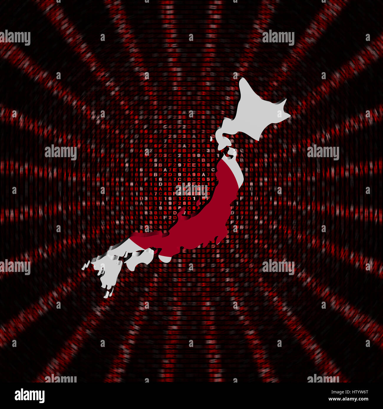 Japan map flag on red hex code burst illustration Stock Photo Alamy