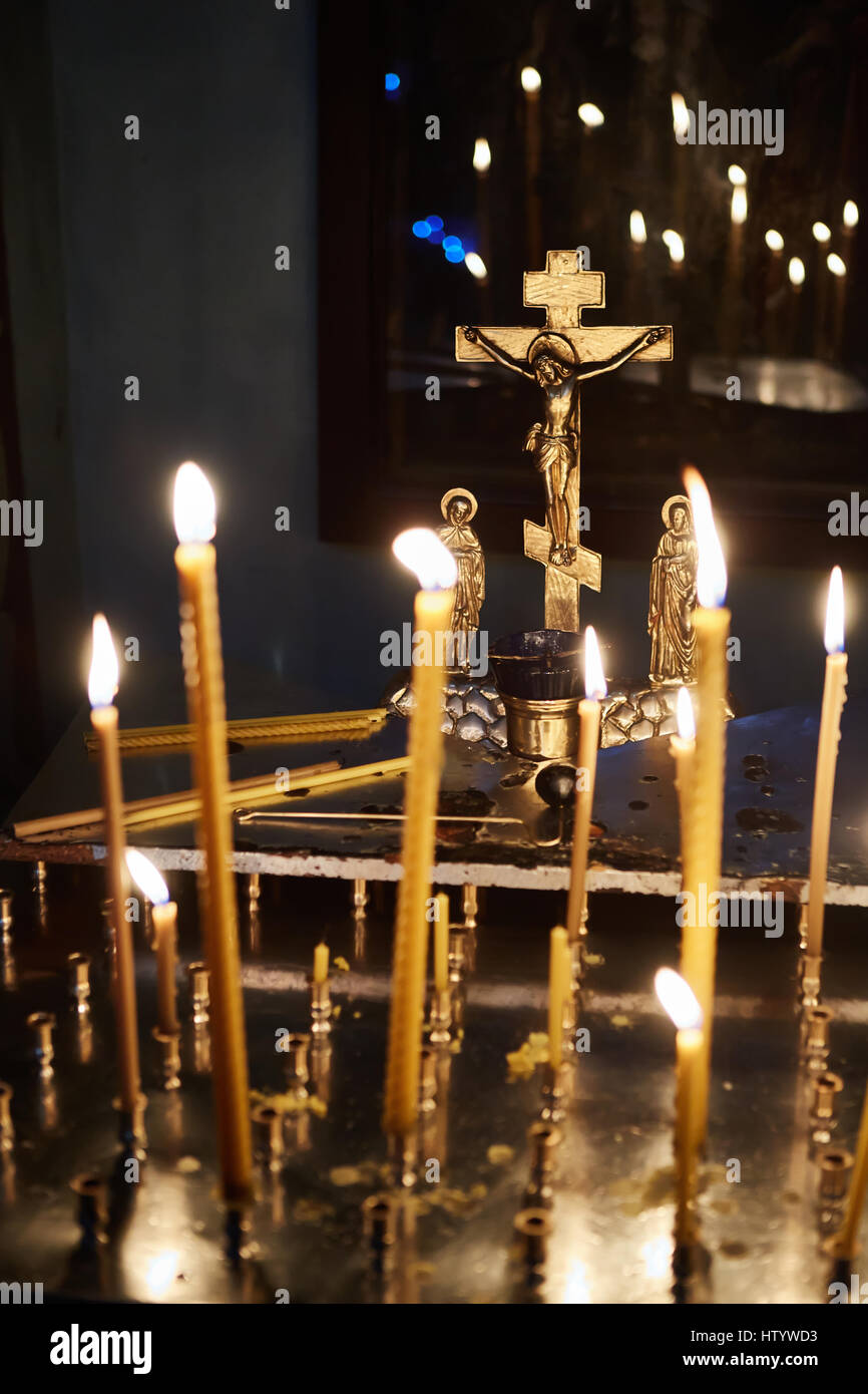 candles in orthodox church Stock Photo Alamy