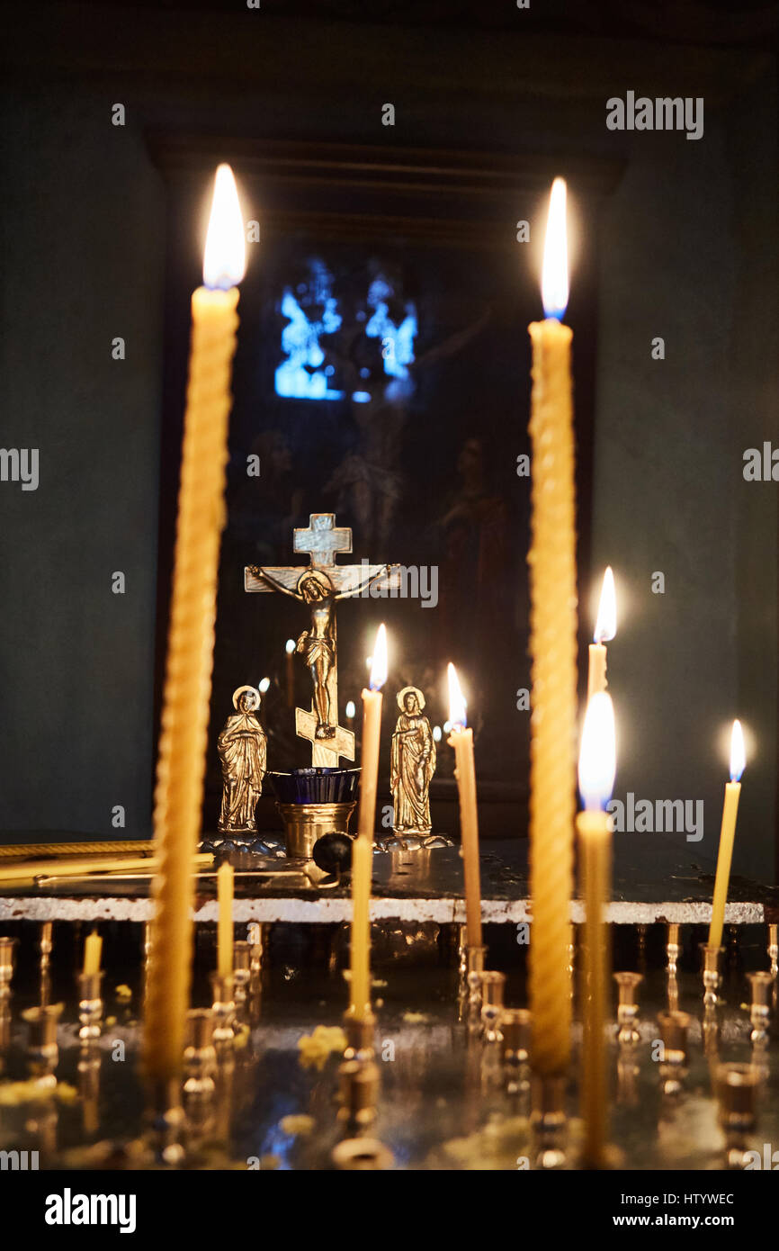candles in orthodox church Stock Photo Alamy