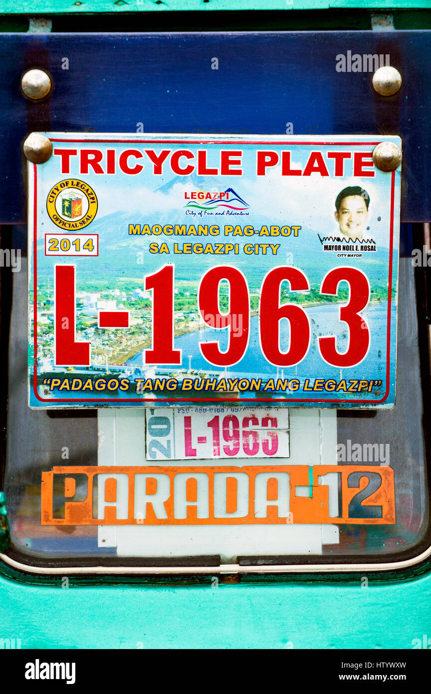 Tricycle number plate, Legazpi City, Philippines Stock Photo Alamy