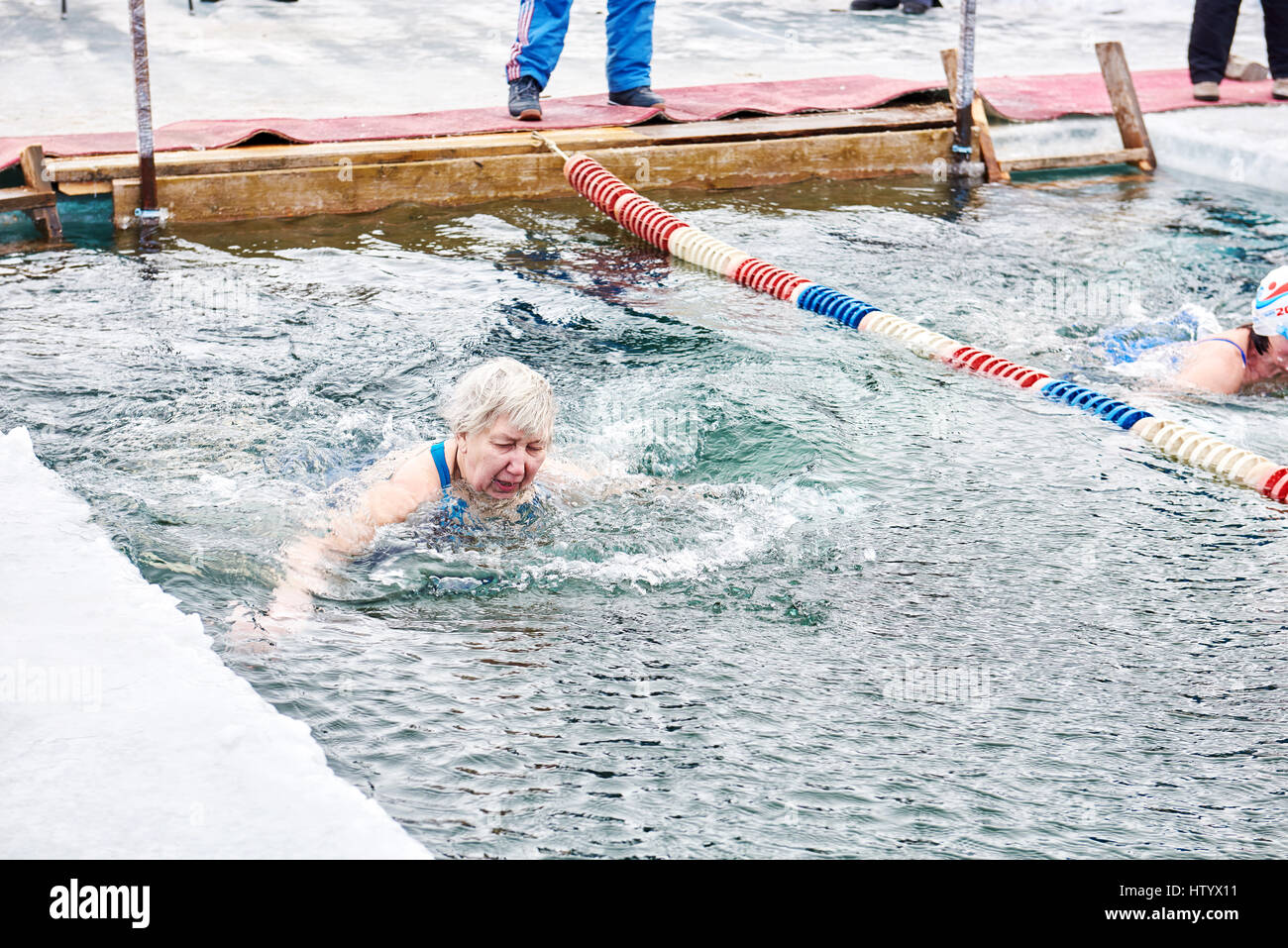 Elderly woman swimming hi-res stock photography and images - Alamy