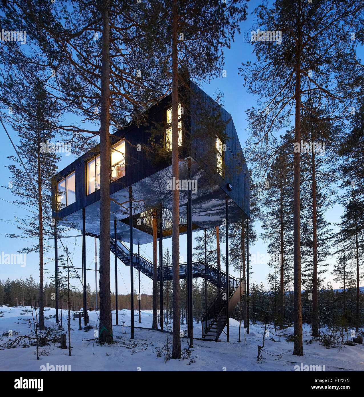 The 7th Room design by Snøhetta. Treehotel, Harads, Sweden. Architect: various, 2016. Stock Photo